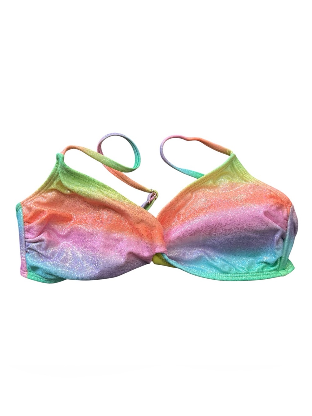 NOBO Juniors Bikini Top Size M Rainbow Shimmer Glitter Halter NWT
